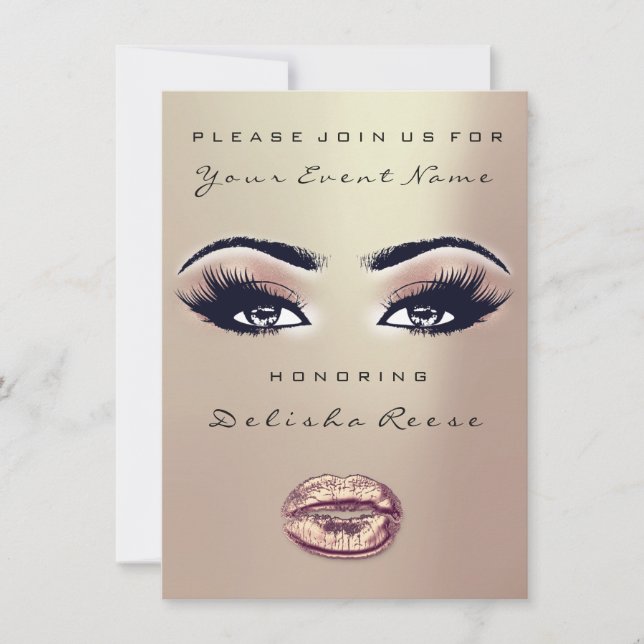 Invitation Fête des mariées Sweet 16th Kiss Lip Maquillage Ro (Devant)