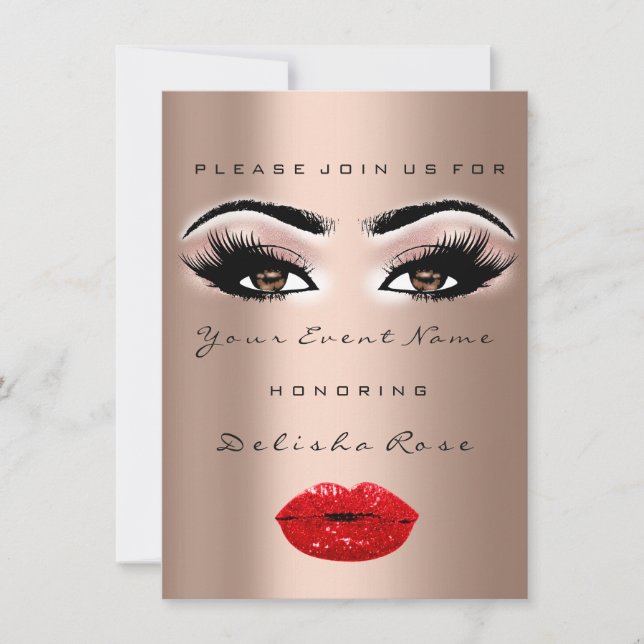 Invitation Fête des mariées Sweet 16th Kiss LIPS MAKE-UP RED  (Devant)