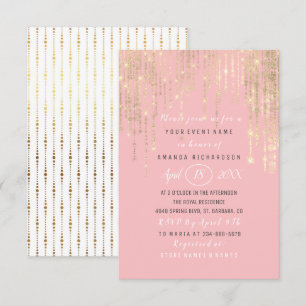 Invitation Fête des mariées Sweet 16th Rose Rose Gold Stripes