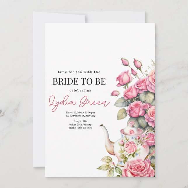 Invitation Fête des mariées Tea Party Bridal Tea Party floral (Devant)