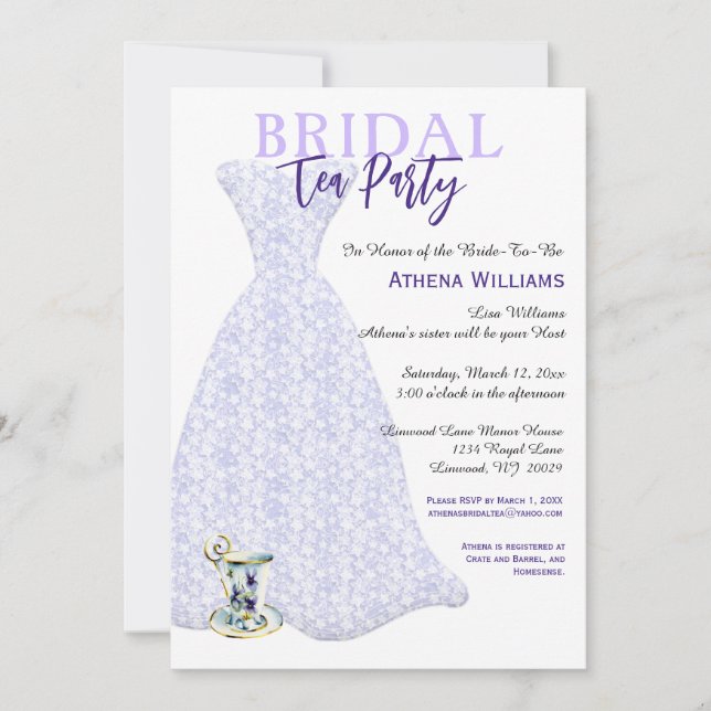 Invitation Fête des mariées Tea Party Lavender Bridal Gown (Devant)