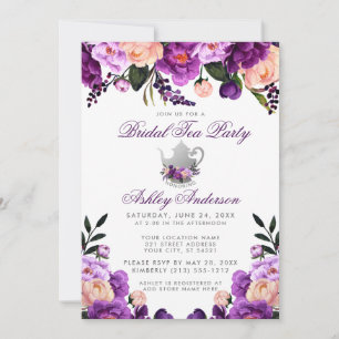 Invitation Fête des mariées Tea Party Purple Ultra Violet Inv