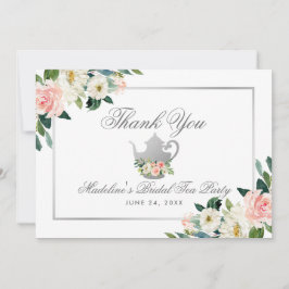 Invitation Fête des mariées Tea Party rose Floral Silver Merc