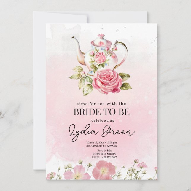 Invitation Fête des mariées Tea Party Temps pour Thé avec Bri (Devant)