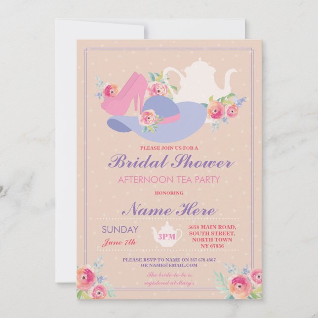 Invitation Fête des mariées Teapot Casquette Chaussures Bache (Devant)