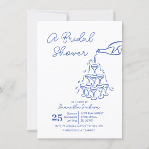 Invitation Fête des mariées tour Champagne Bleue Tirée À La M