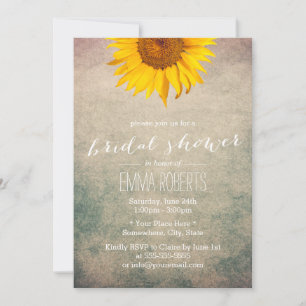 Invitation Fête des mariées tournesol vintage