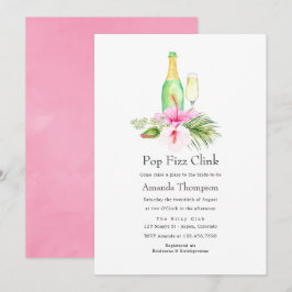 Invitation Fête des mariées Tropical Floral Beach Pop Fizz Cl