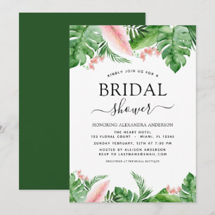 Invitation Fête des mariées Tropical Palm Floral Aquarelle