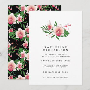 Invitation FÊTE DES MARIÉES Tropical Pink Orchid Floral