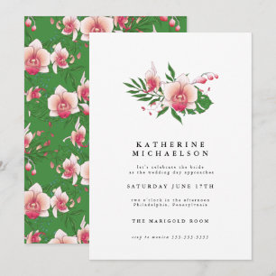 Invitation FÊTE DES MARIÉES Tropical Pink Orchid Floral