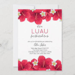 Invitation Fête des mariées tropicale Hawaiian Luau, Rouge