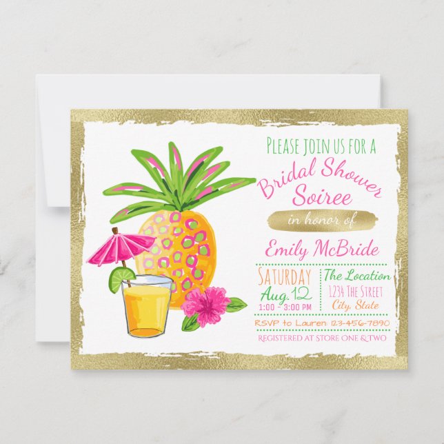 Invitation Fête des mariées tropicale Soiree (Devant)