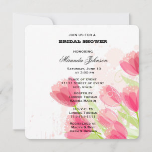 Invitation Fête des mariées Tulipes roses