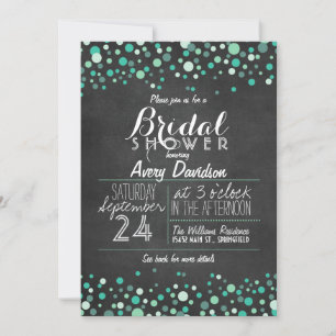 Invitation Fête des mariées turquoise Confetti Green Chalkboa