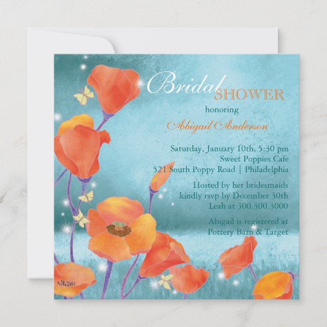 Invitation Fête des mariées Turquoise de Red Poppy (Devant)