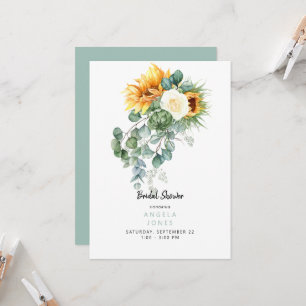 Invitation Fête des mariées Turquoise de tournesol Eucalyptus