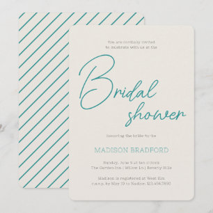 Invitation Fête des mariées Turquoise minimaliste manuscrite