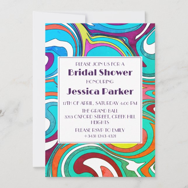 Invitation Fête des mariées unique Retro Grunge Wavy (Devant)