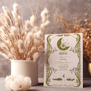 Invitation Fête des mariées végétale céleste vintage