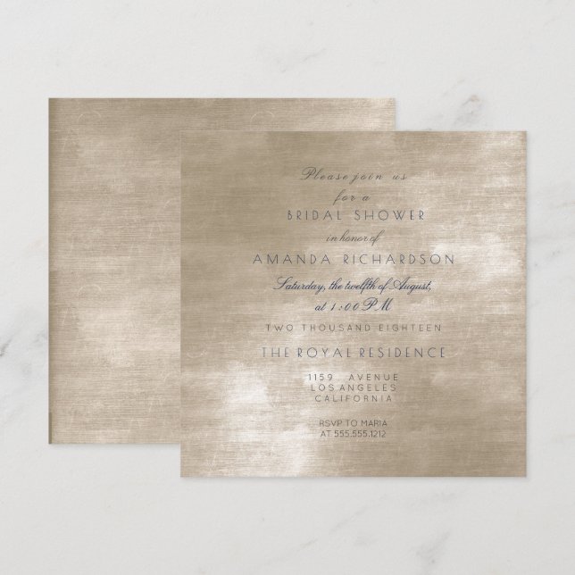 Invitation Fête des mariées velours ivoire glam beige (Devant / Derrière)