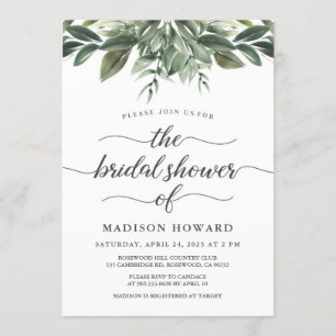 Invitation Fête des mariées verte gracieuse