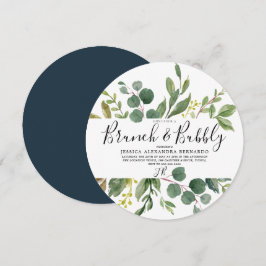 Invitation Fête des mariées verte moderne Brunch & mousseux