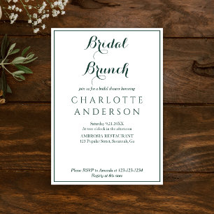 Invitation Fête des mariées verte simple et élégant Brunch nu