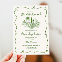 Fête des mariées verte tirée à la main