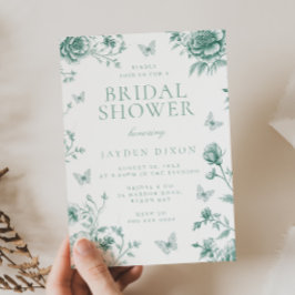Invitation Fête des mariées verte Vintage enchantée