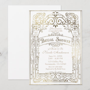 Invitation Fête des mariées Victorienne Vintage blanche et or