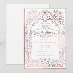 Invitation Fête des mariées victorienne Vintage blanche et Ro