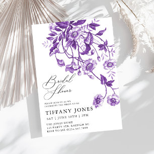 Invitation Fête des mariées vintage à fleurs violettes Toile