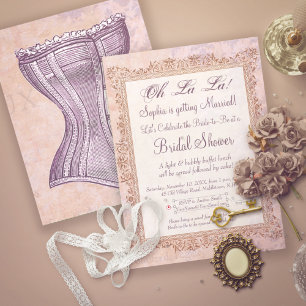 Invitation Fête des mariées Vintage Corset Cute et Feminine