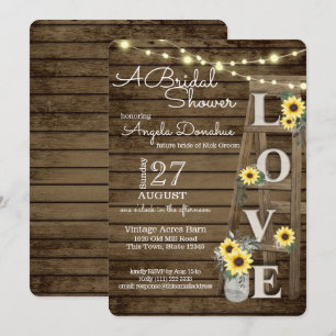 Invitation Fête des mariées vintage d'échelle en bois et de t