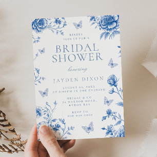 Invitation Fête des mariées Vintage Dusty Blue enchantée