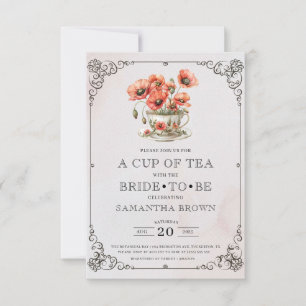Invitation Fête des mariées vintage Elegant Tea Party