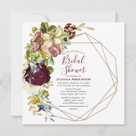 Invitation Fête des mariées vintage en or végétal