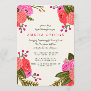 Invitation Fête des mariées vintage Garden