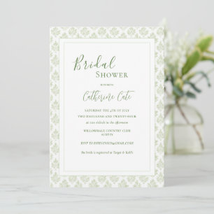 Invitation Fête des mariées Vintage minimaliste Green Paisley