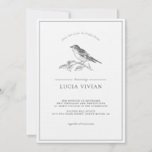 Fête des mariées vintage Oiseau Noir Et Blanc