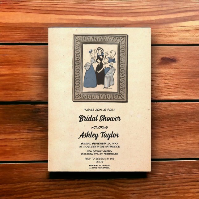 Invitation Fête des mariées vintage rétro au milieu du siècle (Créateur téléchargé)