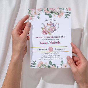 Invitation Fête des mariées vintage Rose Floral High Tea Part