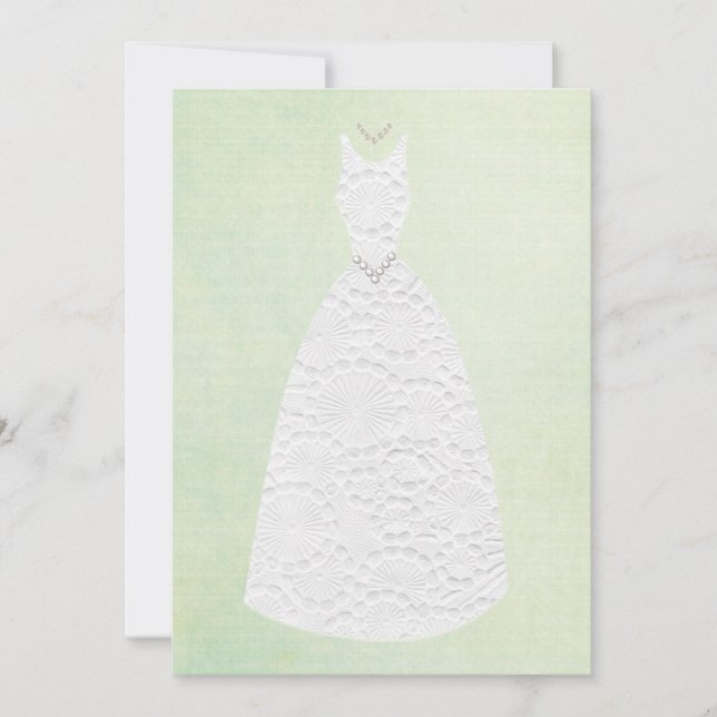 Invitation Fête des mariées Vintage Vert Blanc Mariage Robe (Devant)