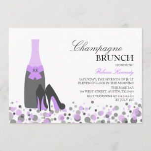 Invitation Fête des mariées violet Champagne Brunch Invitatio
