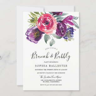 Invitation Fête des mariées violet et rousse Brunch & mousseu