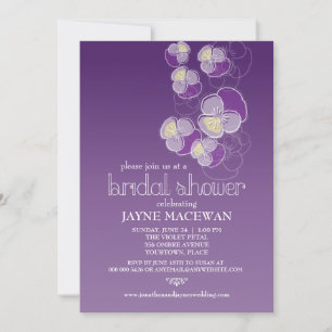 Invitation Fête des mariées Violet Ombre Falling Flowers