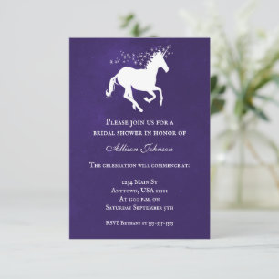 Invitation Fête des mariées Violet Unicorn