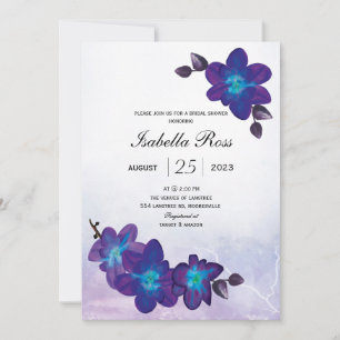 Invitation Fête des mariées violette Turquoise Blue Orchid