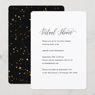 Invitation Fête des mariées virtuelle Black and White Faux Go
